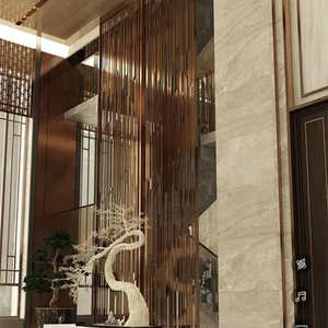 不锈钢屏风隔断异型制品不规则格栅上门安装弧形屏风酒店餐厅