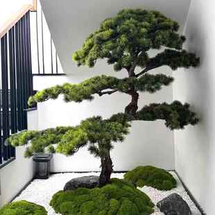 仿真绿色植酒物迎客松生造植物罗汉松假树商场店观AFG装饰型大型
