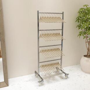 服装店不锈钢移动衣架多层收纳层架落地男女服装架大容量仓库货架