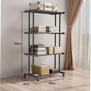 铁杆式衣帽架三层毛巾架晒衣架子可移动阳台晾衣架落地挂衣服架子