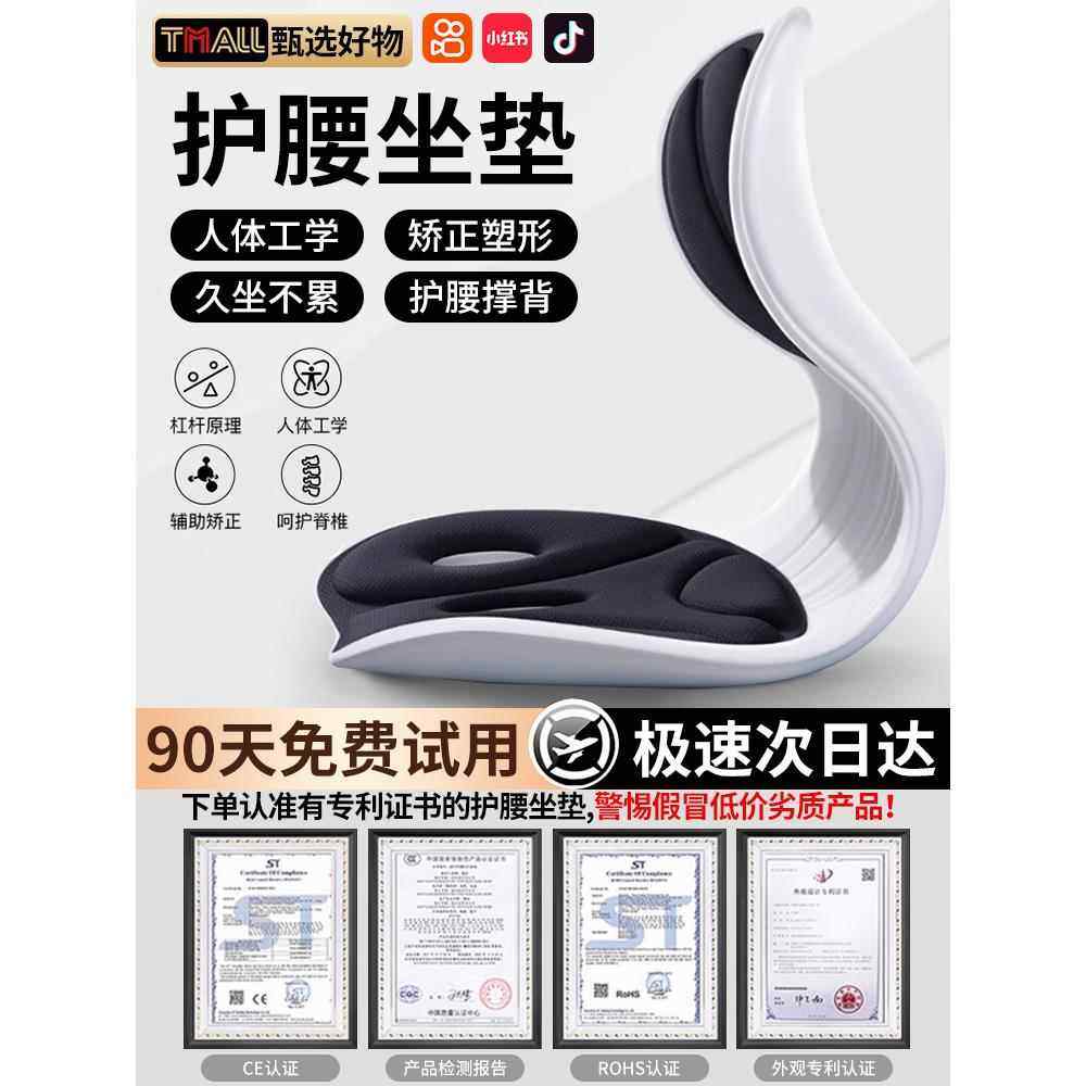 人体工学护腰坐垫座椅坐姿椅脊椎腰托靠垫一体办公室久坐不累神器,居家布艺,腰靠垫,淘宝优惠券,粉丝福利购,淘宝优惠卷