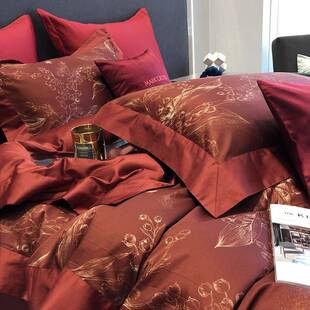 轻奢时尚 100支长绒棉婚庆四件套全棉新婚房喜庆红色床单被套床品4
