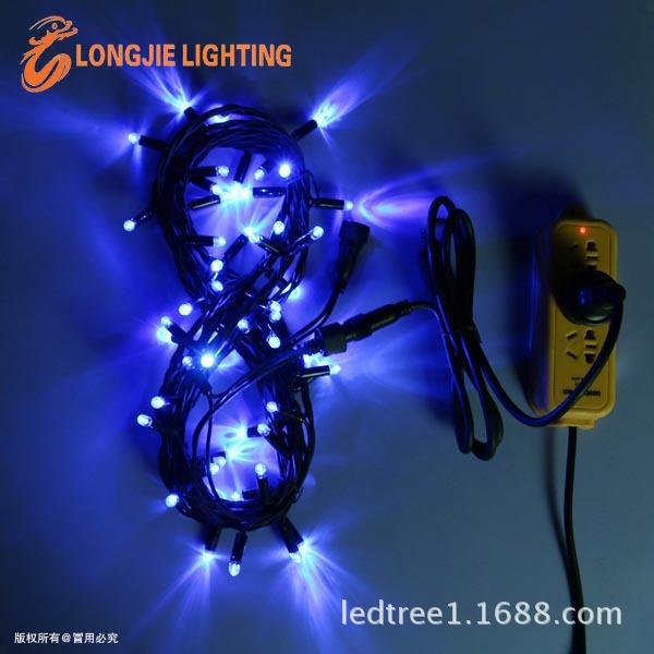 10米100灯可连接式橡胶线泡壳蓝光灯串 LED发光灯串