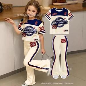 girls casual twopiece set short sleeve printed tshirt bell