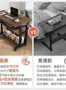 床桌可动电脑台式桌卧室PYV边家移用学生书桌升子降宿舍懒人电脑