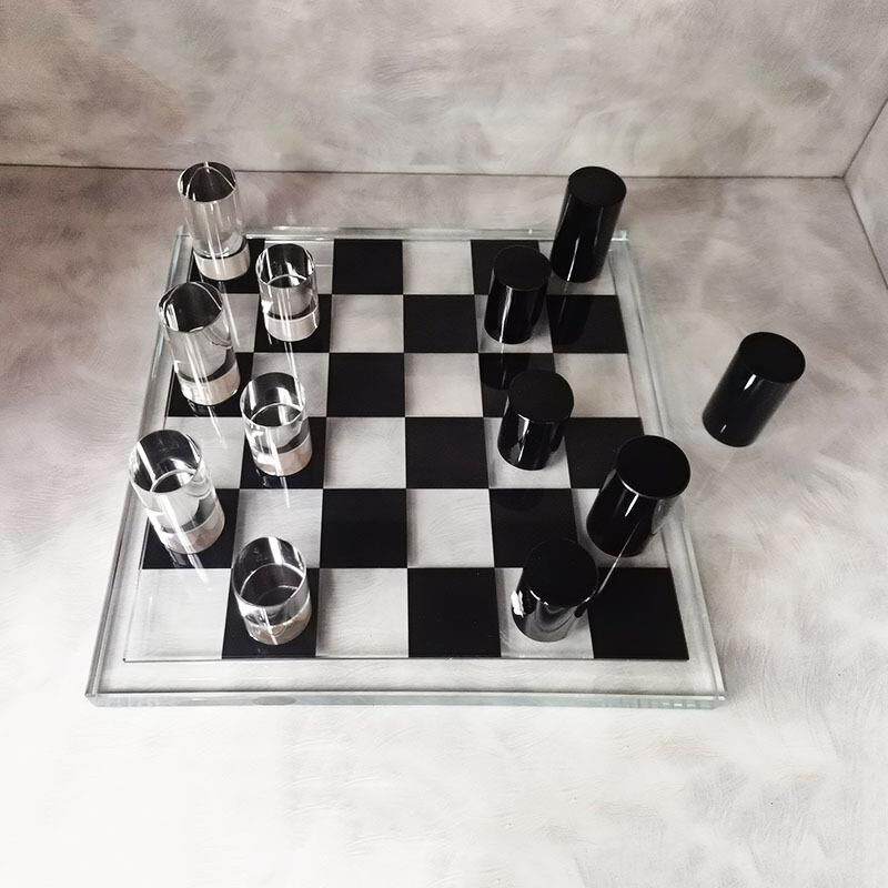 现代简约水晶棋盘摆件家居创意棋盘XO棋盘蓝风车棋盘办公室摆件