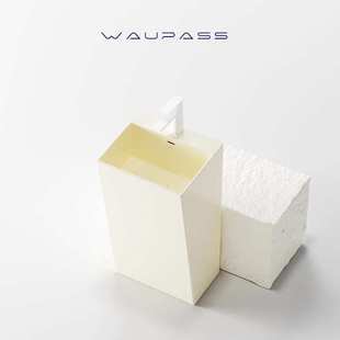 洗脸盆阳台陶瓷彩色立柱盆户外卫生间迷你落地洗手池 奶油风立柱式