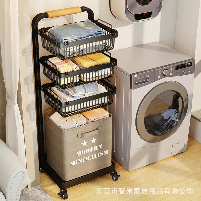 脏衣篮可移动浴室脏衣服收纳筐家用卫生间洗衣机旁置物架脏衣娄