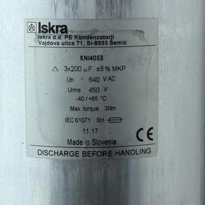 kni4053 iskra 阿珂法 薄膜电容器 450vac 3x200uf 640vdc un