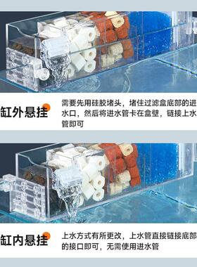 滴LTN流盒小鱼缸滤器环水泵净水静音循三过合一滤外置鱼缸顶部过