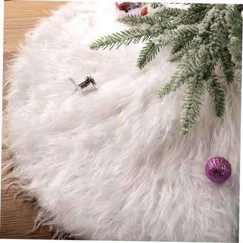78/90/122cm Christmas Tree Skirt Faux Fur Carpet Snowflake W