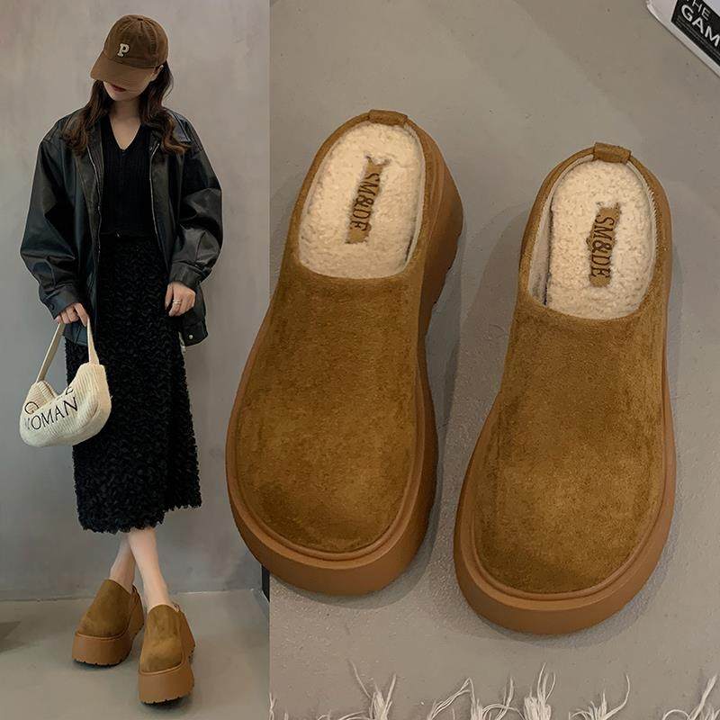 春秋厚底包头半拖鞋女2026新款加绒懒人小个子大头松糕勃肯0113z,女鞋,勃肯鞋/软木鞋,淘宝优惠券,粉丝福利购,淘宝优惠卷