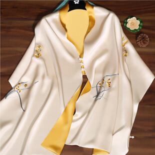 披手肩丝巾女春秋真丝桑蚕绸丝婚礼旗袍礼服外搭绣工SP191031苏高