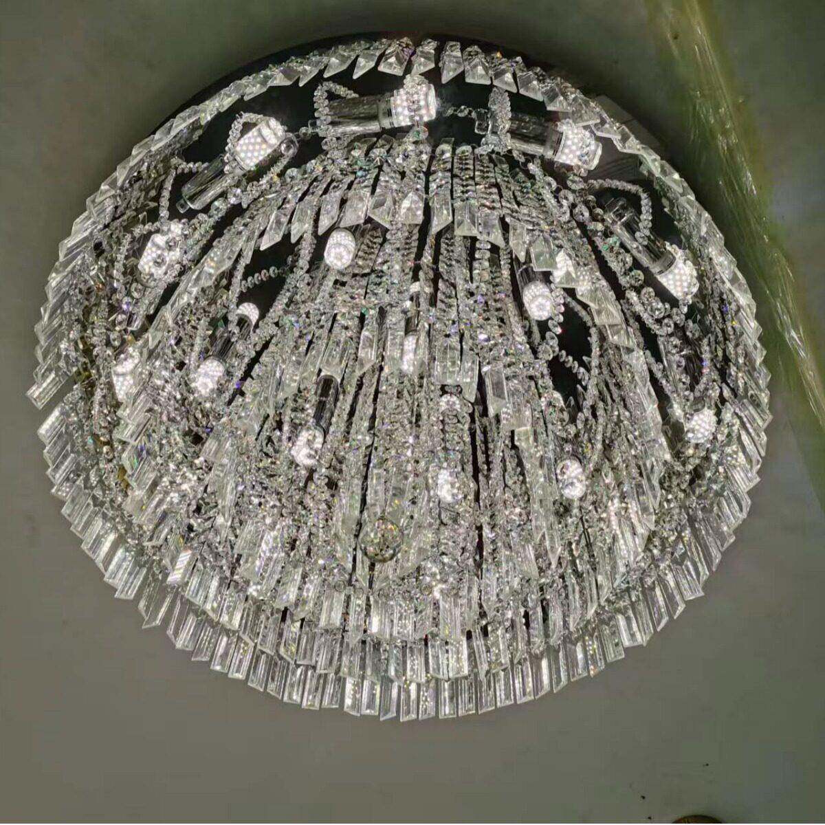 轻奢圆形水晶吸顶吊灯大气豪华水晶灯四层水晶灯超亮室内