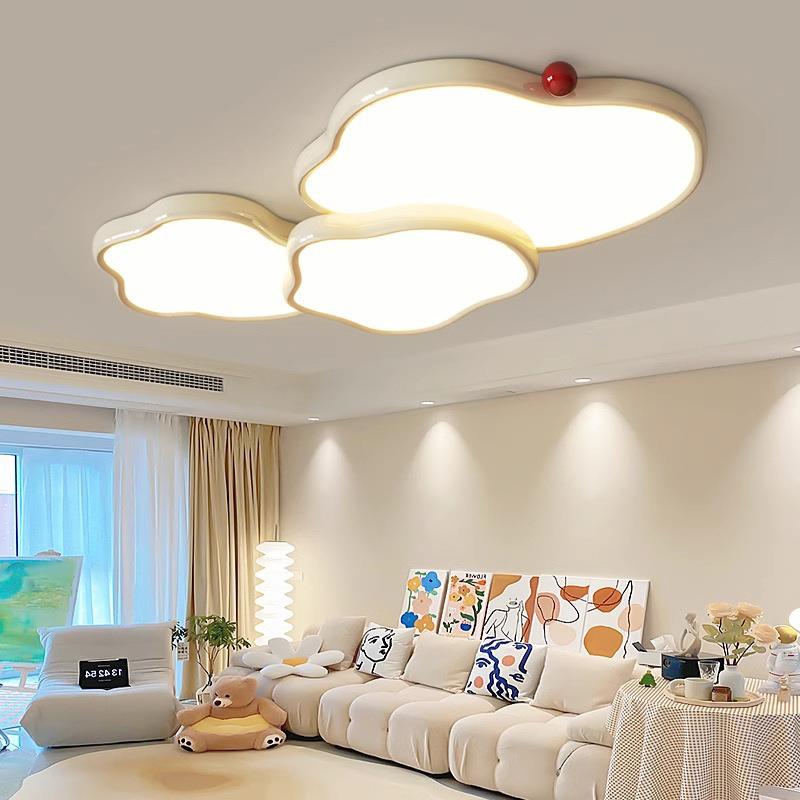 灯具全屋2024新款现代简约客厅主灯奶油风云朵大气led中山吸顶灯