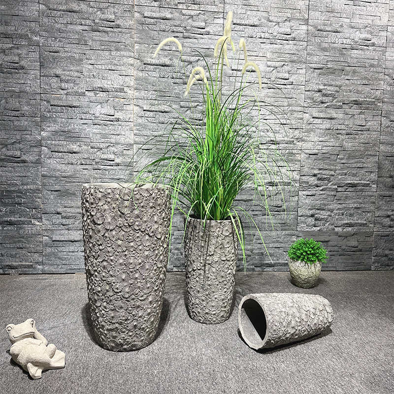 复古做旧高款水泥花盆室内户外绿植盆栽商场幸福树琴叶榕花盆摆件