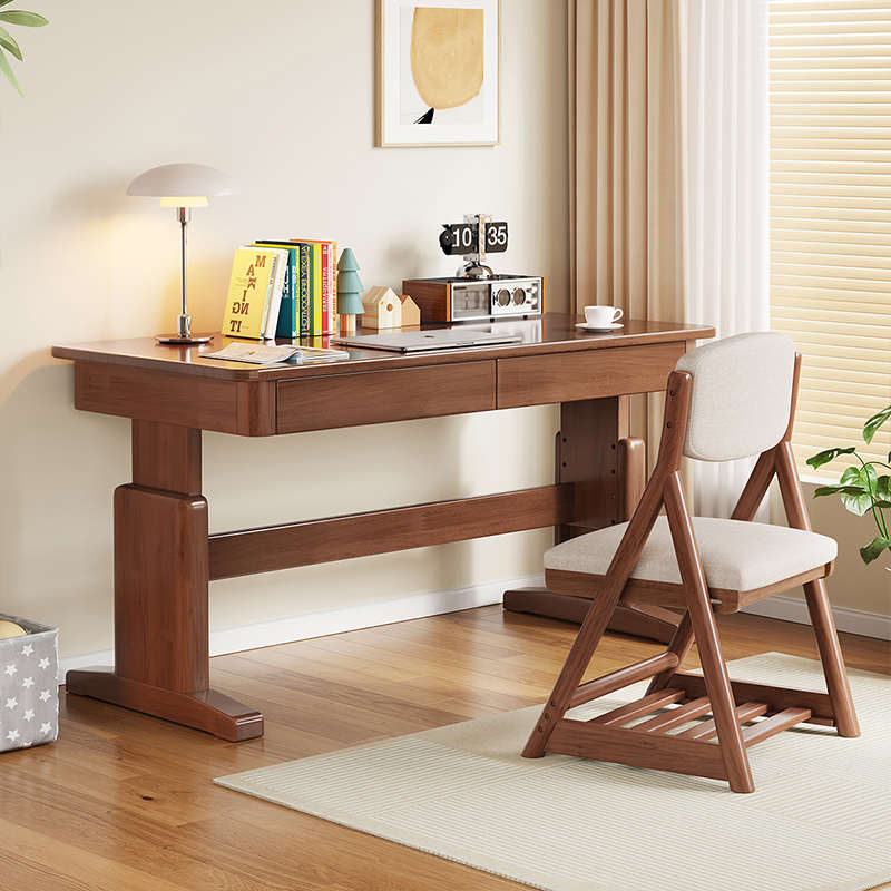 新中式儿童学习桌家用实木可升降书桌学生课桌卧室男女孩写字桌