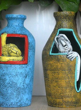 北欧风格简约创意家居花瓶摆件树脂花瓶客厅装饰品树脂工艺品摆件