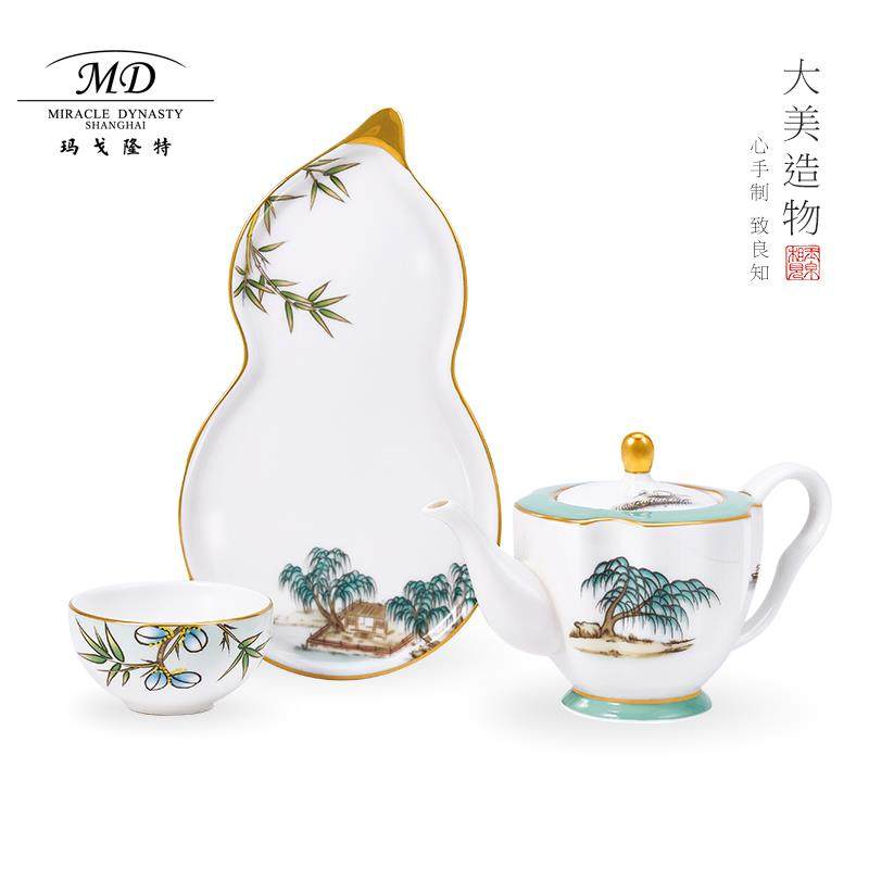 高档玛戈湖隆特西茶盛宴莲蓬功夫瓷具套组骨客厅家用中式简约高档