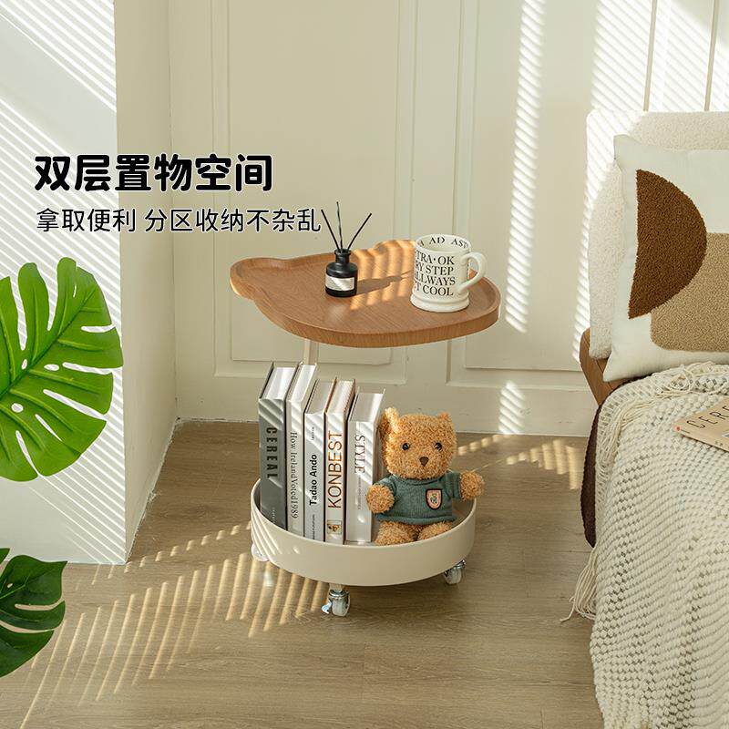 客厅沙发边几可移动茶几小推车创意落地灯带风扇一体置物架侧边柜