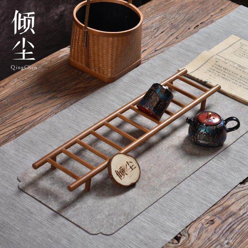 节节高升楼梯小杯架 云梯楠竹迷你小阶梯 梯形晾杯架沥水架子装饰