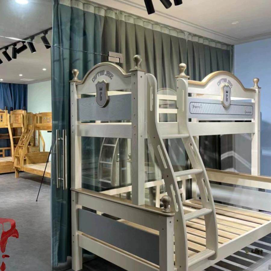 全实木上下床错位型两层上下铺木床子母床1米5双人床高低床儿童床