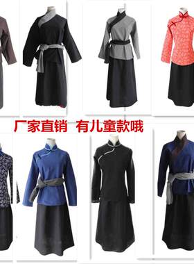 古装汉服老太太奶奶服装女长裙套装古代丫鬟村民演出服孟婆衣服