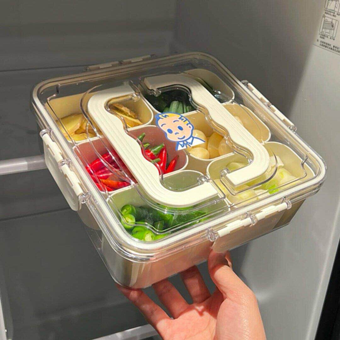 食物收纳盒葱姜蒜分装盒厨房食品级调料佐料盒大容量冰箱收纳盒