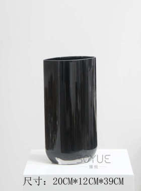 琉璃家居装饰台面现口简约书房简约棕色样板间花瓶民宿现代扁