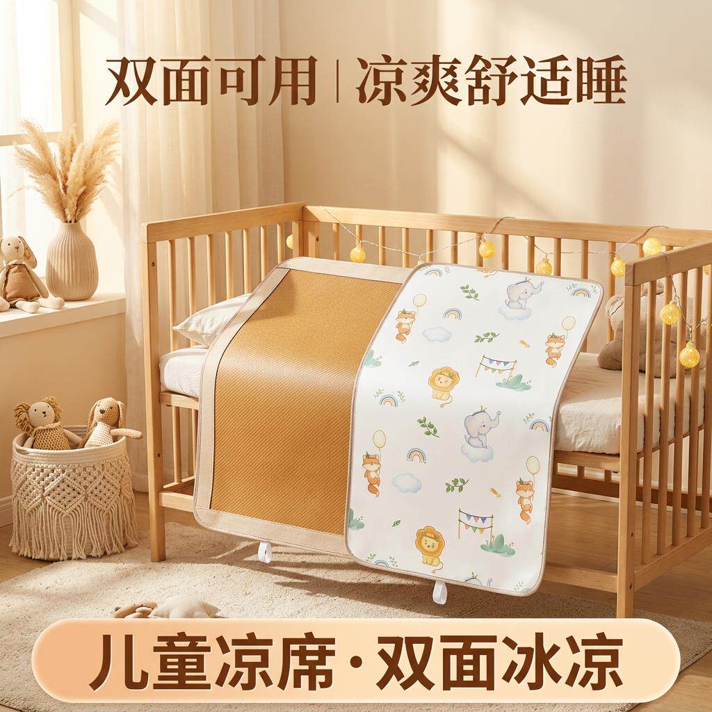 婴儿凉席a类宝宝儿童拼接床垫幼儿园可用冰凉草席夏季午睡藤席子