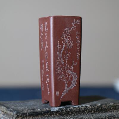 tb-85005砂花盆小签筒千筒微型花桌面掌紫上盆景崖盆手工刻绘张盆