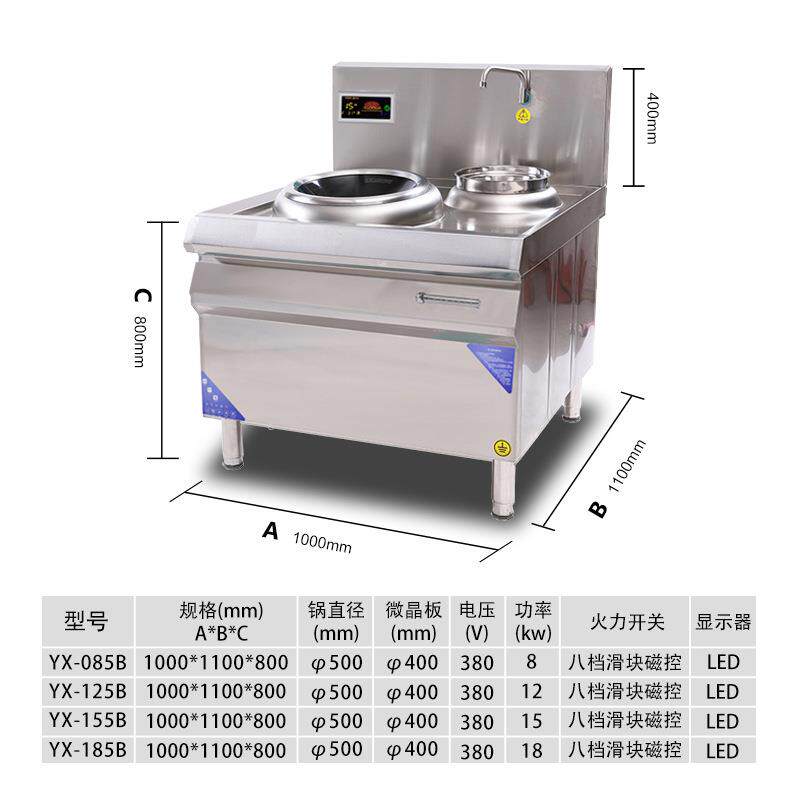 浙厨商用电炒炉凹面电磁炉灶不锈钢大功率单头多头猛火厨房餐饮