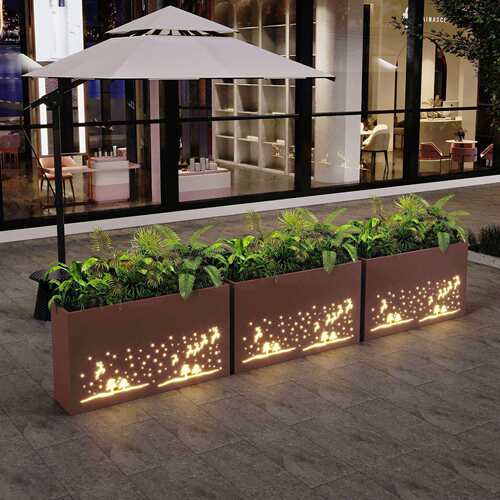 铁艺花箱户外组合花坛售楼部不锈钢室外发光隔断花架花槽发光组合