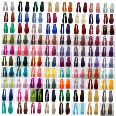 wig cosplay fashion women long Straight hair Red black blue