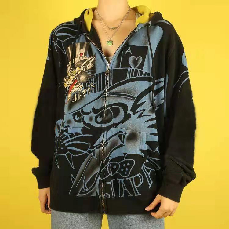 street high sweatshirt zipper contrast black and yellow