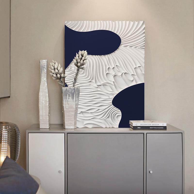 现代轻奢入户玄关装饰画3d立体客厅沙发背景墙挂画侘寂风简约壁画