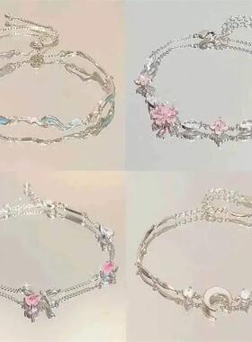 Elegant Crystal Flowers Bracelet For Women Y2K Sweet Girls M