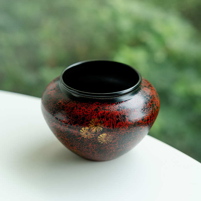 拓土高档茶洗红金铁锈彩漆建水中式茶渣桶水缸泡茶台配件功夫茶具