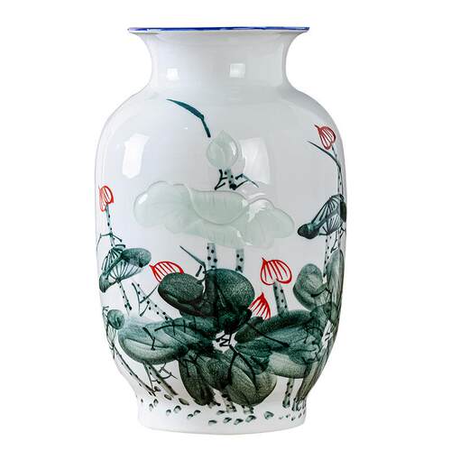景德镇陶瓷器新中式家居客厅装饰品水培插花瓶电视柜摆件玄关摆设