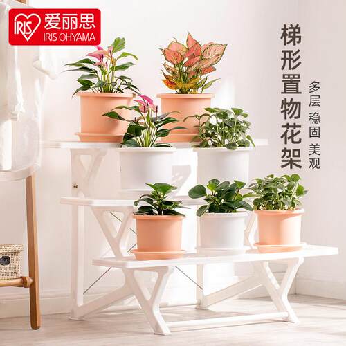 IRIS阳台置物架种菜盆支架花盆塑料花架爱丽丝多层落地式花盆架