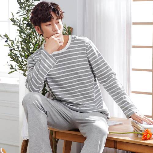 Casual O Neck Cotton Pajamas Men