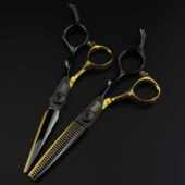 亮色平剪牙剪美发剪理发剪 华尔 6.0寸ZB 12黑金色大木纹款