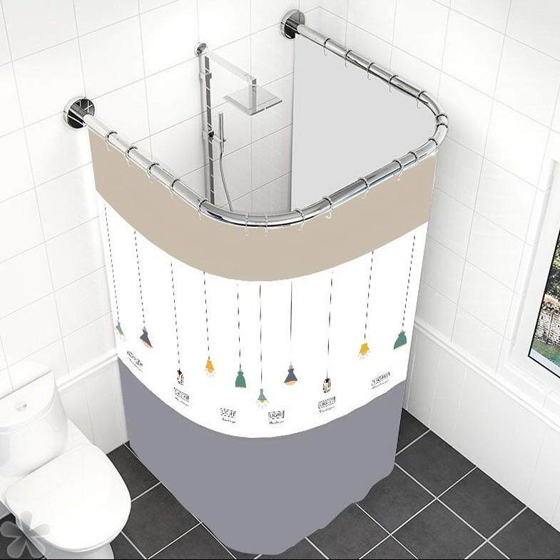 u型浴帘杆免打孔弧形浴帘杆u型隔断帘洗澡防水帘全封闭卫生间茂仁