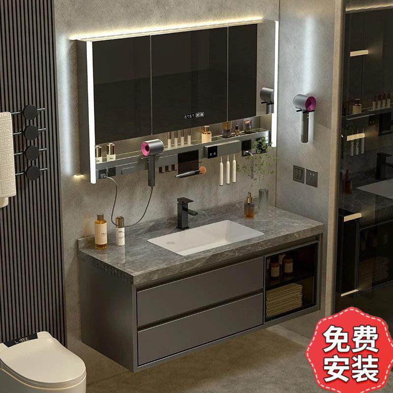 浴室柜洗脸盆柜组合洗手卫生间洗漱台面岩板无缝陶瓷一体简约轻奢,家装主材,浴室柜组合,淘宝优惠券,粉丝福利购,淘宝优惠卷
