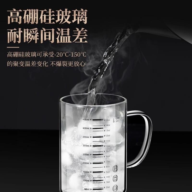 德国牛奶玻璃杯高硼硅加厚耐高温带刻度咖啡豆浆可加热带盖子早餐图片