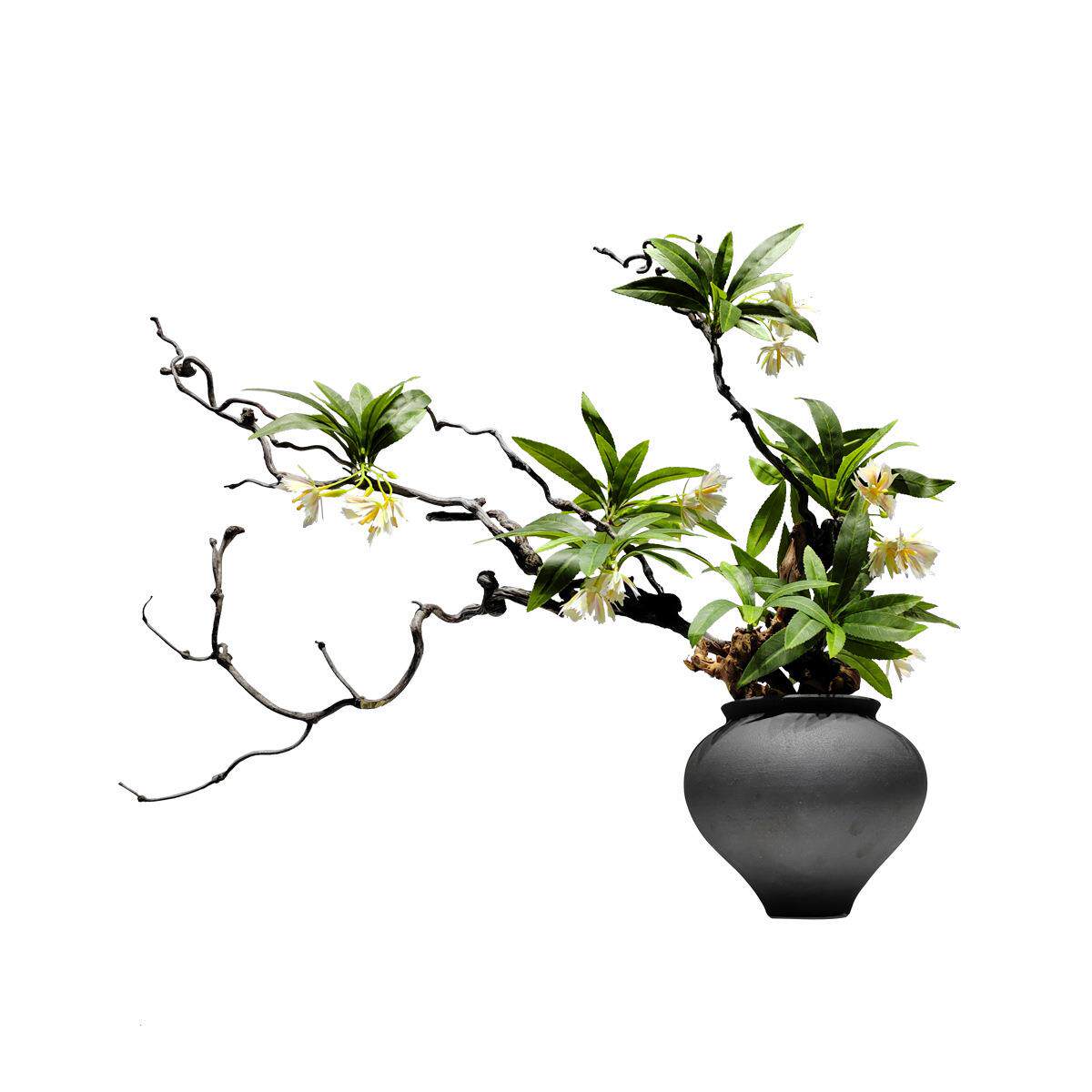 中式日式侘寂禅意仿真枯枝绿植盆景花艺民宿会所茶室酒店软装摆件