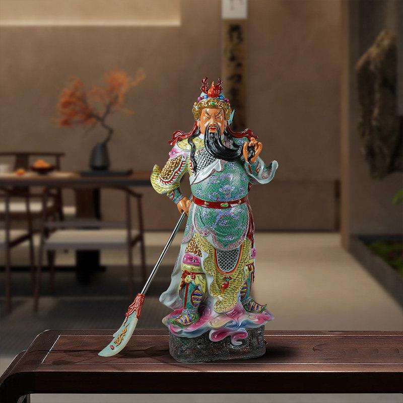 景德镇陶瓷关公神像供奉武财神关羽关二爷财神爷大型落地陶瓷摆饰