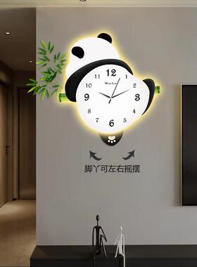 熊猫钟表客厅挂钟2025新款高档挂墙时尚创意时钟挂表大气家用钟表