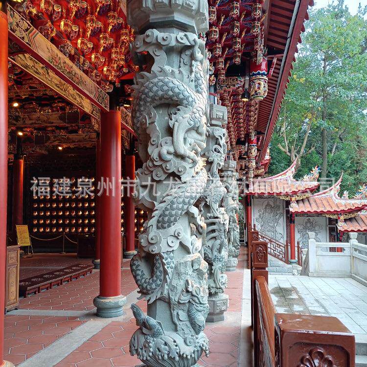 定制汉白玉石雕盘龙柱广场花岗岩文化柱十二生肖石雕龙盘柱子