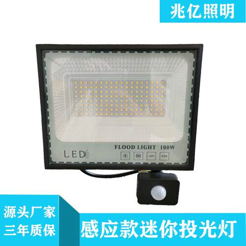 人体感应投光灯泛光灯庭院草坪灯防水150W广告牌高亮防水